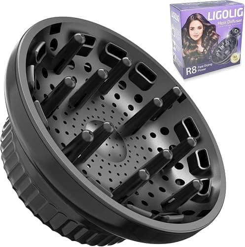 LIGOLIG Hair Difuser Attachment Universal Diffuser Hair Dryer for 1.4-inch to 2.4- inch Blow Dryer, Hair Diffuser for Curly Hair and Natural Wavy Hair (Black) - Image 1