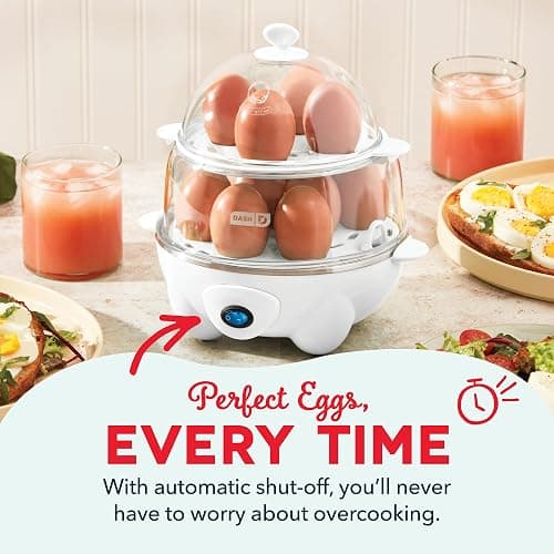 DASH Deluxe Rapid Egg Cooker for Hard Boiled, Poached, Scrambled Eggs, Omelets, Steamed Vegetables, Dumplings & More, 12 capacity, with Auto Shut Off Feature - White thumbnail 9
