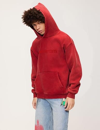 Aelfric Eden Hoodies Mens Acid Wash Hoodie Oversized Vintage Heavyweight Cotton Fleece Hooded Pullover Sweatshirt thumbnail 8