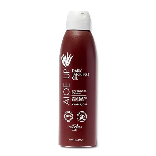 Aloe Up SPF 4 Dark Tanning Oil - Body and Face Tanning Continuous Spray for Outdoor Sun - With Sunscreen, Pure Aloe Vera, and Natural Oils - Dries Clear - Reef Friendly - Fresh Tropical Scent - 6 Oz - Image 1