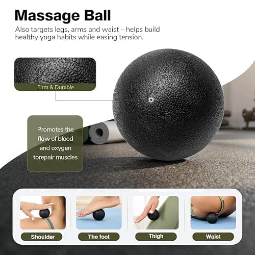 LTHTRADE 5 in 1 Foam Roller Set - Foam Roller for Legs, Muscle Roller Stick, Massage Ball, Resistance Band for Physical Therapy & Deep Tissue Muscle Massage (Black) thumbnail 5