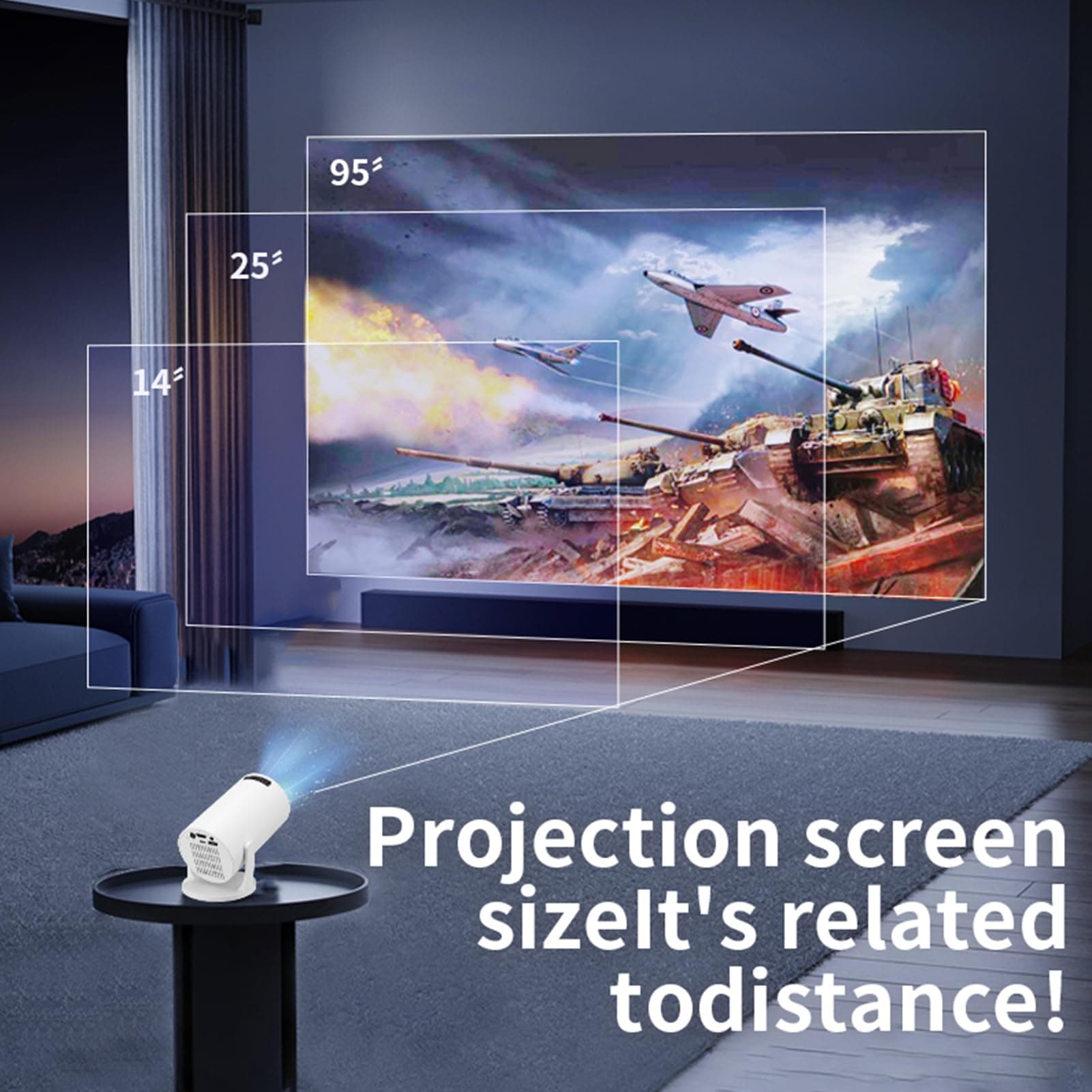 Mini Projector with WiFi and Bluetooth, 1080P Full HD Video Projector, 150 ANSI, 8000LM, Auto Keystone, 270° Rotatable Outdoor Film Projector for Telephone/TV Stick/Laptop thumbnail 5
