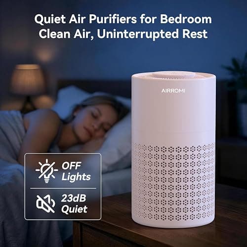 AIRROMI Air Purifier for Bedroom with HEPA 3-in-1 Filter, Pet Air Purifier for Home Cat Pee Smell, Covers Upto 990 Ft², Quiet 360° intake Air Cleaner for pet hair,allergies,Dust,Smoke A2001 Pink thumbnail 6