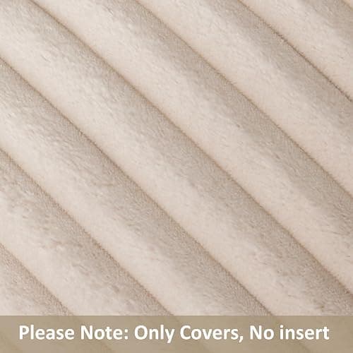 Kevin Textile Soft Plush 14x36 Inch Long Lumbar Pillow Cover 1 Pack, Luxury Fluffy Faux Fur Striped Flannel Rectangle Body Cushion Case for Couch Sofa Chair Bed Home Decor, Beige thumbnail 8