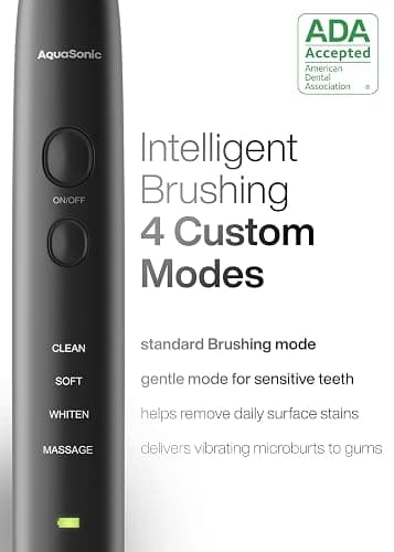 Aquasonic Black Series Ultra Whitening Toothbrush – ADA Accepted Electric Toothbrush- 8 Brush Heads & Travel Case – 40,000 VPM Electric Motor & Wireless Charging - 4 Modes w Smart Timer thumbnail 4
