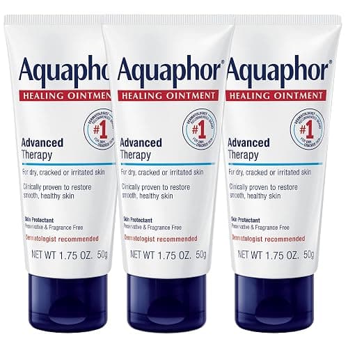 Aquaphor Healing Ointment Advanced Therapy Skin Protectant, Body Moisturizer for Dry Skin, Minor Cuts and Burns, Dry Cuticles, Cracked Heels, Hands and Lips, 1.75 Oz Tube, Pack of 3 - Image 1