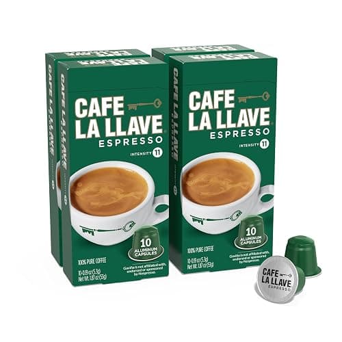 Cafe La Llave Latin Style Espresso Pods Dark Roast Compatible with Nespresso Original Line 40 Count Aluminum Capsules - Image 1