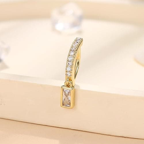 FIBO STEEL 14K Gold Plated Belly Button Rings for Women Clicker Dangle Belly Rings CZ Pearl Star Shells Barbell Navel Rings 316L Surgical Steel Belly Piercing Jewelry 14G thumbnail 7