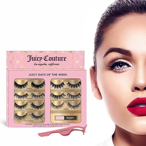 Juicy Couture 3D Faux Mink False Eyelashes - 14 Pairs with Applicator & Eyelash Glue, Wispy Natural Look, New Silky, Dramatic, Charming, Sassy & Extra Styles, Easy to Apply, Cruelty-Free & Reusable thumbnail 5