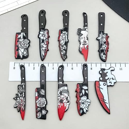 WOCRAFT 20pcs Halloween Charms for Jewelry Making - Fake Flower Knife Mini Gothic Acrylic Horror Pendant for Necklace Earring Bracelet DIY Craft Supply (SN940) thumbnail 5
