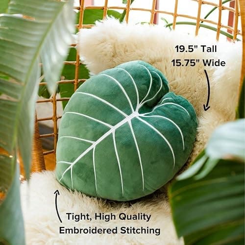 Green Philosophy Co. Philodendron Gloriosum Leaf Pillow - Moody Green thumbnail 3