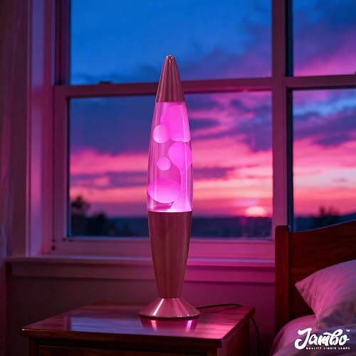 JAMBO 16" Beautiful Lamp- Pink with White/Pink Wax, Relaxing Liquid Light, Night Light Nightlight, Home Decor Living Room Office Bedroom Lamp for Adults Teens Kids, Magma Motion thumbnail 2