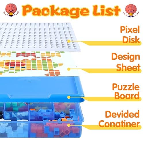 ZOZOPLAY Large Cube Mosaic Puzzle, 490-Piece STEM Learning Building Blocks | 490 ABS cubes, storage case, grid board, 12 pattern prompts for ages 3+; supports color, shape, fine-motor, and STEM learning thumbnail 7