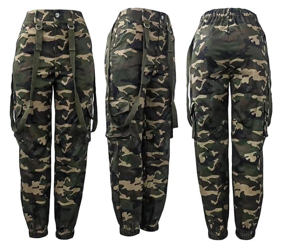 Famnbro Women Camo Pants Camouflage Cargo Pants Ankle Cuffed Army Fatigue Joggers Streetwear - XX-Large - 00camo thumbnail 5