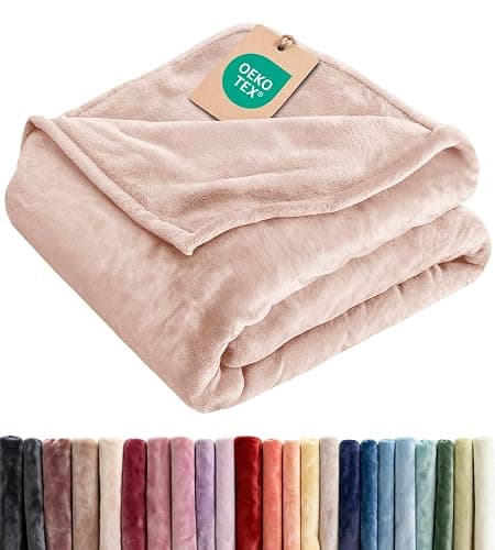 Ultra Soft Fleece Blanket Throw XL Size - Flannel Fleece Luxury Throw XL Blanket - Lightweight for Couch Bed Chair- Thick, Warm and Breathable - All Season Anti-Static Microplush Bedding, Rosewater - Image 1