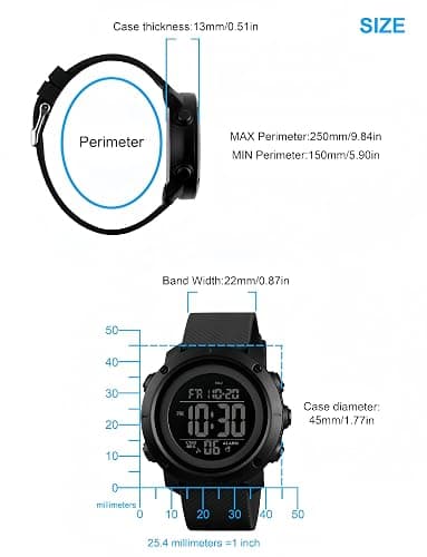 Digital Watch Sports Waterproof Military Back Light Small Watch for Men Black 1426 thumbnail 6