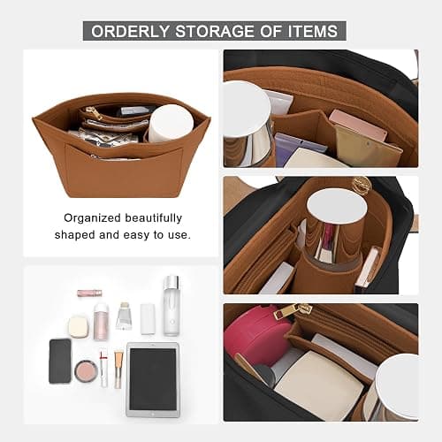 LOUKAYCCI Purse Organizer Insert for Le Pliage Medium Handbags Insert Organizer (Brown, Medium) thumbnail 5