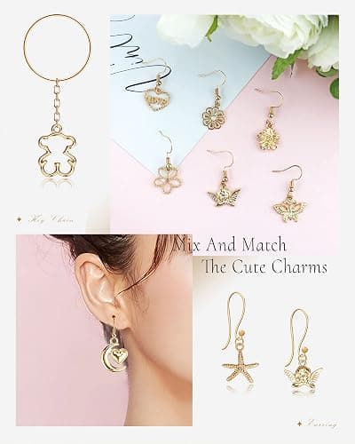 YETOOME 100 Pcs Wholesale Bulk Lots Jewelry Making Charms, Mixed Golden KC Gold Alloy Charms Pendants for Necklace Bracelet Jewelry Making and Crafting supplies thumbnail 6