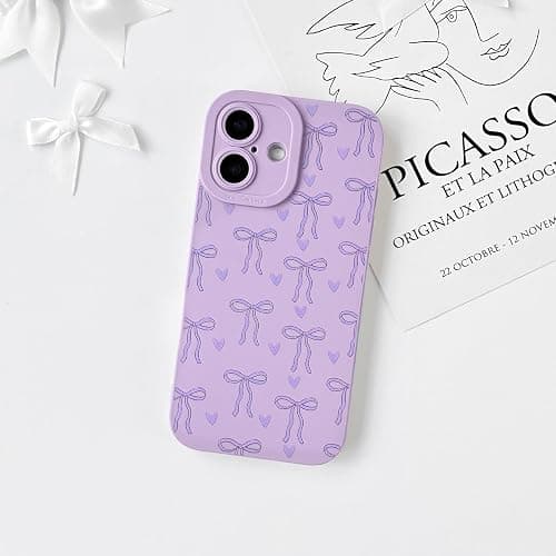 Lovmooful for iPhone 16 Plus Case Cute Ribbon Bowknot Heart-Purple | Compatible for iPhone 16 Plus Case,Cool Design,for Girls Women,Soft TPU,Shockproof,Protective,Girly thumbnail 2