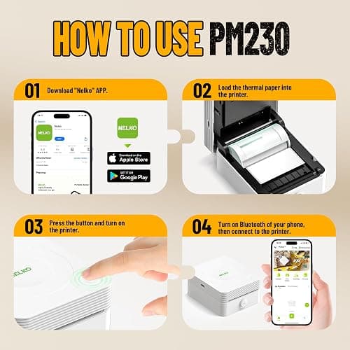 Nelko Sticker Printer, PM230 Print Pod Mini Bluetooth Portabel Sticker Maker with 3 Rolls Paper, Print Pods with Multiple Templates for Phone & Tablet, Smart AI APP，Valentine's Day Gifts, White thumbnail 9