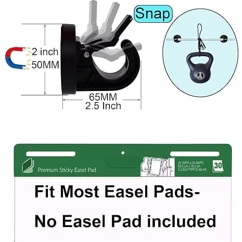YYST Magnetic Easel Pad Sheet Flip Chart Paper Holder Hanger Organizer Magnetic Easel Mounting System (Black X 2) thumbnail 3