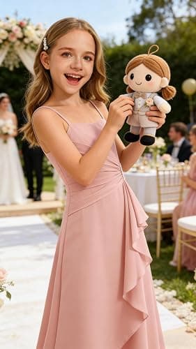 Augday Spaghetti Straps Chiffon Junior Bridesmaid Dress Ruffles A-Line Flower Girl Formal Gown UJR152 thumbnail 4