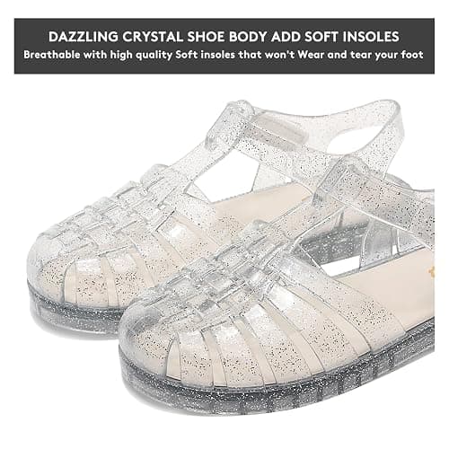 TANDEFLY Jelly Sandals for Girls,Closed Toe Princess Costume Summer Dress Shoes Fisherman Water Beach Rubber Sole Flat Sandals for Toddler Little Kid Big Kid thumbnail 2