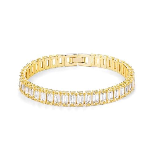 Fydesta 14K Gold Plated Tennis Bracelet for Women – Classic CZ Link Design, Fits 6.0"–7.2" Wrists – Stylish Sparkling Jewelry Gift, Timeless Tennis Bracelets for Women - Image 1