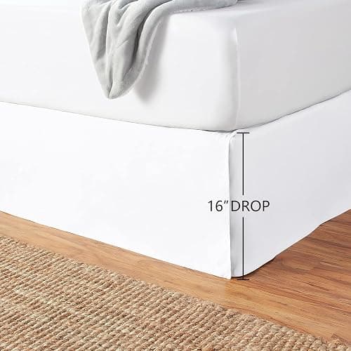 Amazon Basics Lightweight Pleated Bed Skirt, Queen, Bright White, Solid thumbnail 3