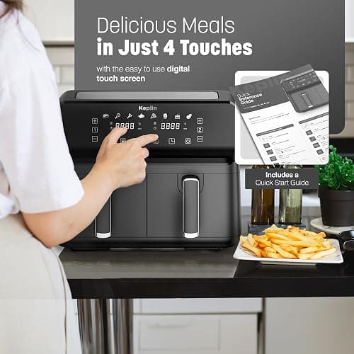 Keplin 9L Dual Zone Air Fryer - 2700W Energy-Saving Cooker with 6 Cooking Functions - Extra-Large Capacity for Healthy Meals - Roast, Bake, Dehydrate, Crisp - Family Size (9L) thumbnail 4