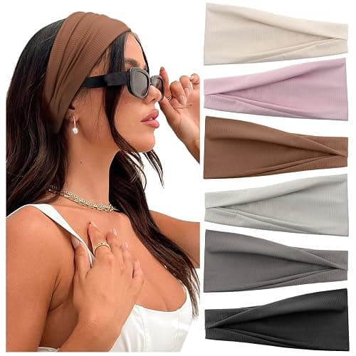 DRESHOW Yoga Sports Headbands for Women Elastic Non-Slip Headbands Workout Running Hair Bands 6 Pack - Image 1