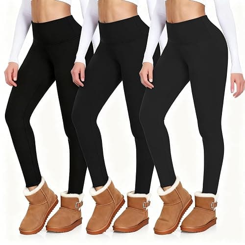 Diravo Fleece Lined Leggings Womens Fashion High Waist Tummy Control Leggings for Women Winter Warm - Image 1