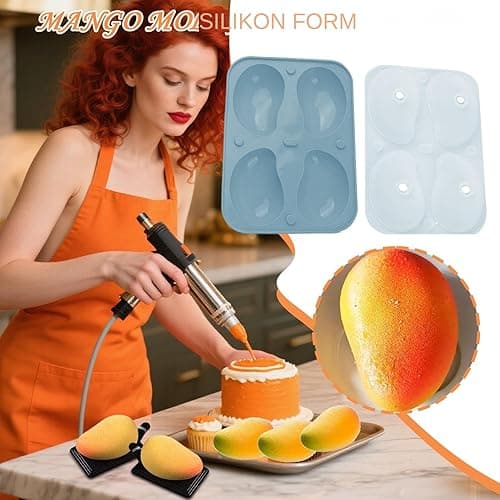 Silikon Mangoform 3d Früchte Formen Silikon Mango 19x13.9x5cm Kuchenform Mango Mit Vier Gittern Leichtes Ausformen Dessert Backwerkzeuge In Fruchtform Für Schokolade Kuchen Duftseife thumbnail 4