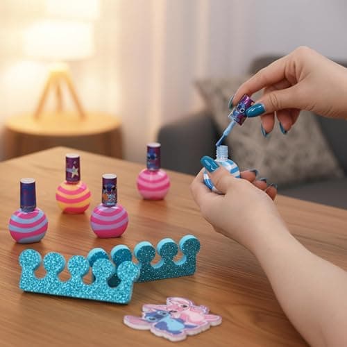 Stitch 10 Pc Kid Nail Varnish Set with Nail Accessories, Girl Gift Ages 3+ thumbnail 5