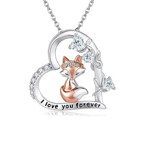 LOVASNOW Heart Animal Necklace 925 Sterling Silver Panda/Sheep/Duck/Koala/Pig Pendant Necklace with Colored Zircon Animal Jewelry Gift for Women Mom Her - Image 1
