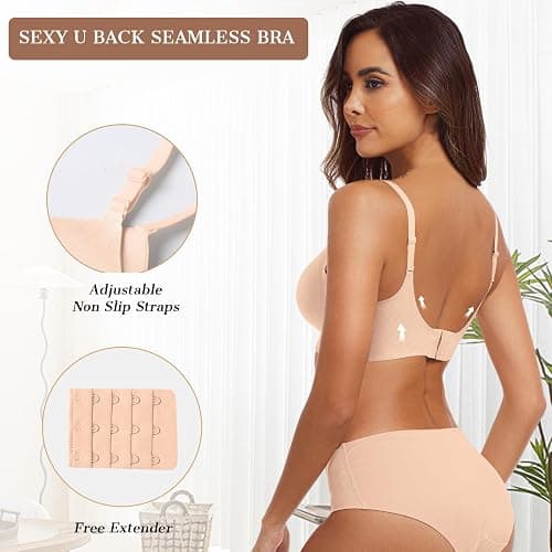 OEAK Womens Wireless Bras Comfortable Push Up Bra No Underwire Bra Full Support Lift Bralette Everyday Seamless Tshirt Bras thumbnail 3
