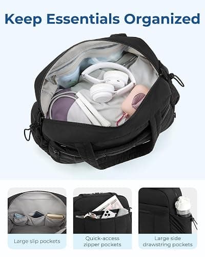 BAGSMART Womens Gym Bag 24L Travel Bag for Weekend Overnight with Wet Pocket, Underseat Cabin Bag for EasyJet, Carry on for Ryanair & Trolley Sleeve, Ultra Lightweight, Grey thumbnail 5