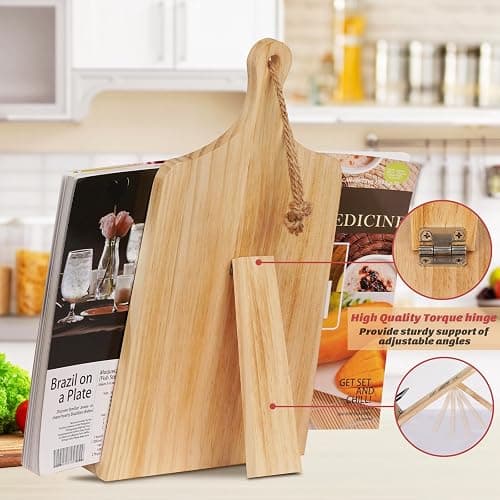 Kitchen Conversion Chart Cookbook Stand, Sturdy Wood Cook Book Holder, Recipe Cookbook Holder Stand with Kitchen Counters, Baking Christmas Gifts for Women, Accessiores for Holding Cookbooks thumbnail 4