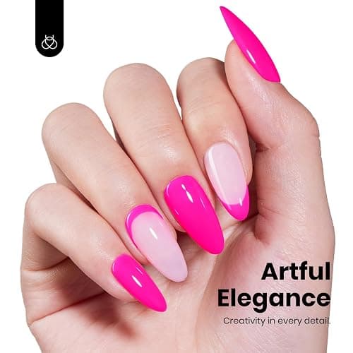 Beetles Pink Gel Nail Polish - Neon Whispers Hot Pink Gel Polish HEMA-Free, 8ML/0.27Fl Oz Soak Off UV LED Lamp Nail Art, Long-Lasting Manicure Salon DIY Home Summer Nails thumbnail 5