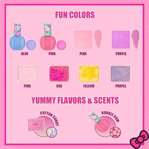 Hello Kitty and Friends Makeup Set for Kids, Beauty Vanity Set with Light-Up Mirror, Includes Lip Gloss, Eye Shadow, Brushes, Nail Polish, Accessories, and More! Gift for Ages 6+ by Townley Girl thumbnail 6