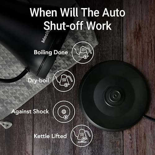 Mecity Electric Kettle Gooseneck Water Kettle Stainless Steel Tea Kettle Water Boiler Fast Heating, Auto Shut Off, 27 fl oz, 1000W, Matte Black thumbnail 7