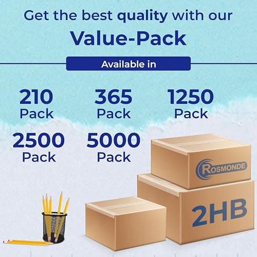 Rosmonde Pencils Bulk, 600 Pack, Pre Sharpened #2, Bulk Yellow Pencils, Easy Hold Grip With Earsers On Top, #2 HB Sharpened, Bulk Supplies for School Districts Classrooms & Colleges thumbnail 6