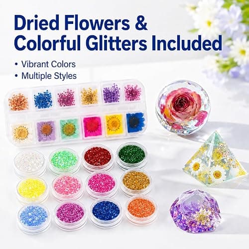 LET'S RESIN 16oz Epoxy Resin Kits and Molds Complete Set for Beginners | Resin Art Kit With Silicone Molds, Pigment, Dried Flowers, for Adults, Art Supplies for DIY Lovers, DIY Gift for Women thumbnail 3
