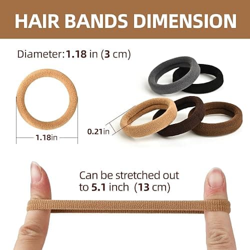 iFwevs Hair Bands Hair ties for Thick Hair, 50PCS Seamless Cotton Simply Ponytail Holders Headband Scrunchies Hair Accessories No Damage (Neutral Colors) thumbnail 3