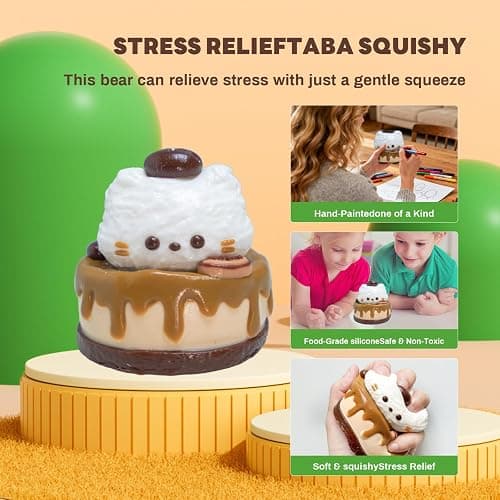 LaxSquizy Cat Cake Taba Squishy – Ultra-Soft Silicone Fidget Toy for Stress and Anxiety Relief, Relaxation, and Fun Play – Wonderful Gift for Kids & Adults thumbnail 3