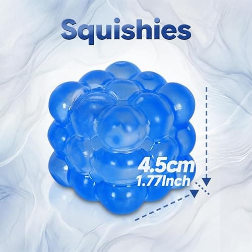Djyxoglyn Squishy Cube Stress Toy – 1.77 in / 4.5 cm Smooth Squeeze Cube Fidget Toy for Kids & Adults, Sensory Stress Relief Toy for Focus, Soft Handheld Desk Fidget (Blue) thumbnail 3