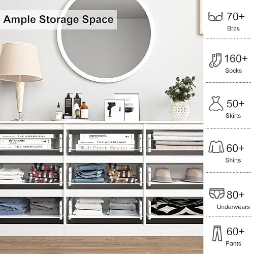Vibe & Dine White Dresser 9 Drawer, Modern Long Dresser for Bedroom, Wood Chest of Drawers with Wide Storage for Living Room thumbnail 7