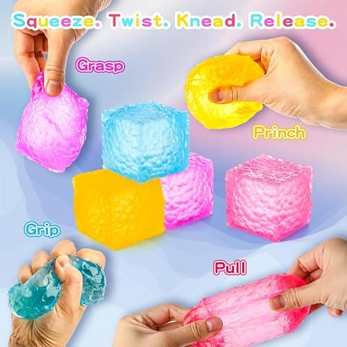 Stress Cubes, Squishy Stress Novelty Water Cube for Kids Adults, Squishy Slow Rising Fidget Cube Sensory Toys for Anxiety Stress Relief, Unique Desk Ice Squeeze Stress Ball Cubes.(Blue) thumbnail 3