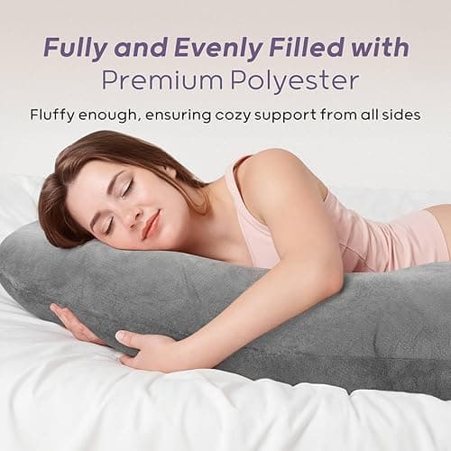 Nuliie Pregnancy Pillow for Sleeping, U Shaped Full Body Pillow Pregnancy Pillows, Maternity Pillow Support for Back, Hips, Legs for Pregnant Women, With Washable Velvet Cover (Grey) thumbnail 6