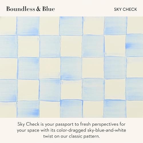 MACKENZIE-CHILDS Enamel Pedestal Platter, Round Cake Stand, Small, 12 Inches, Light-Blue-and-White Sky Check thumbnail 4